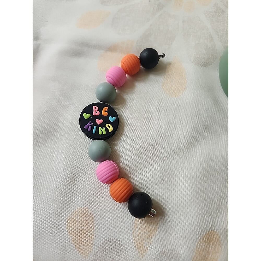 Stanley Cup Charm Purse Tumbler Silicone Beads BE KIND Multicolor Handmade